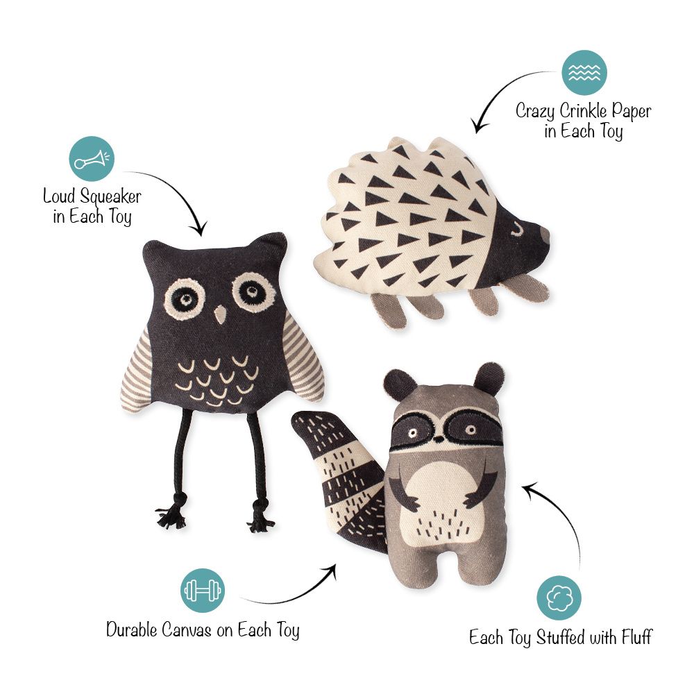 Set de 3 Juguetes Tipo Plush para Perro - Wild Ones Mini de Fringe®