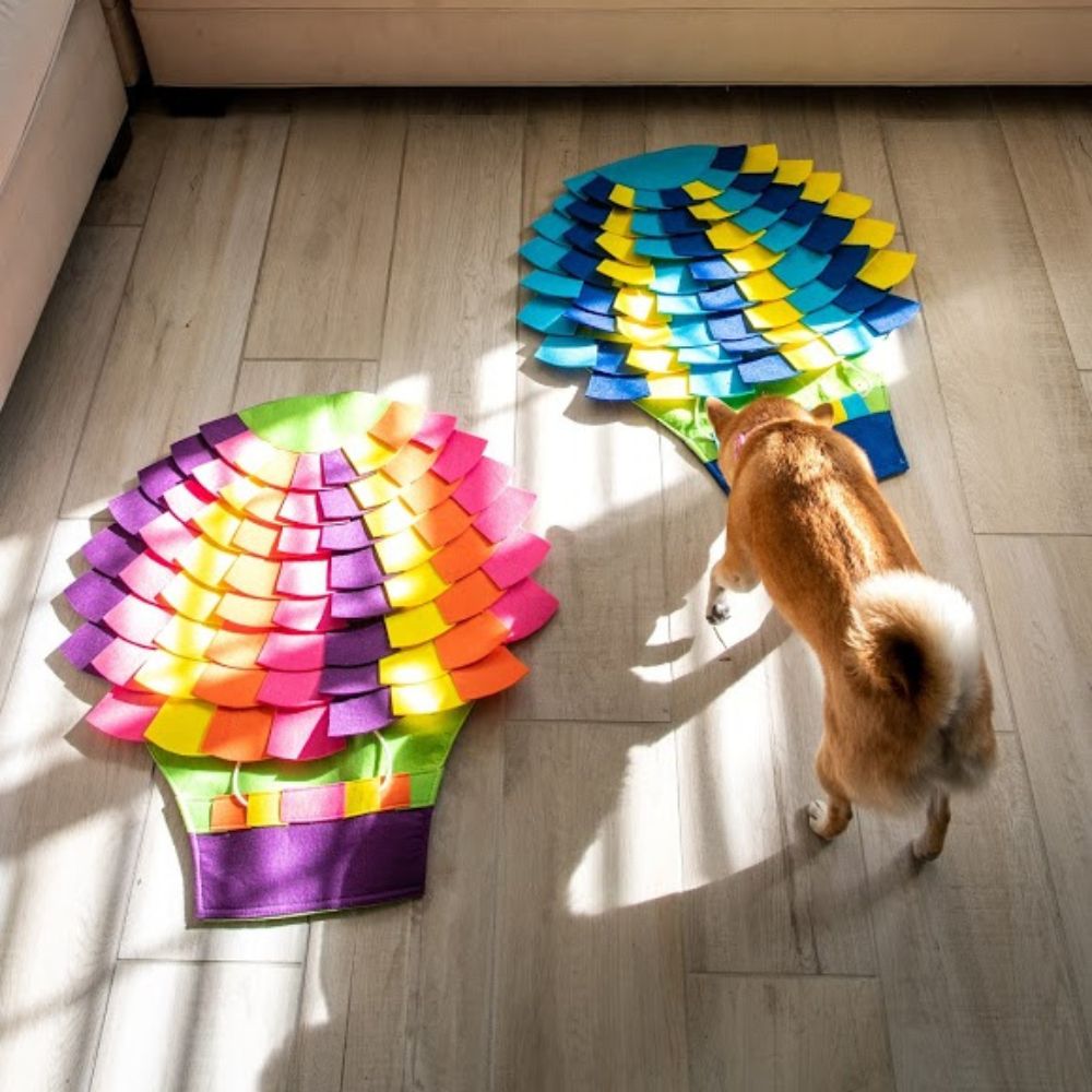 Tapete Rompecabezas Interactivo para Perros - Tropical Hot Air Balloon Snuffle Mat Puzzle Pad de Petique®